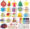 360 PCS Wooden Christmas Ornament Kit, 130 Unfinished Wood Slices with 13 Styles, 130 Jute Twine, 12 Colors Washable Markers, 50 Bells, DIY Christmas Decoration Crafts for Kids and Adults
